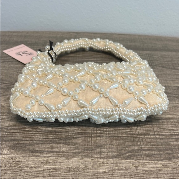 Sincerely Jules | Pearl-Embellished Tan Mini Bag - Picture 10 of 13